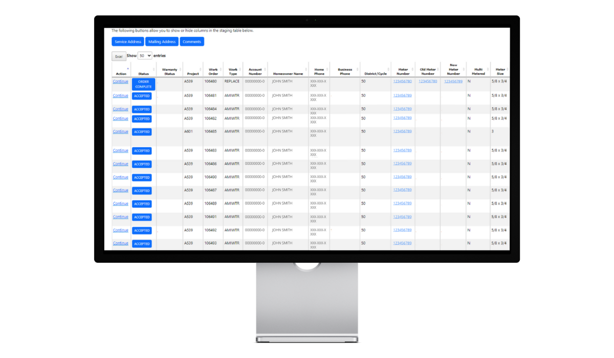 ERTH Online Services Masked Screenshot of Mass Meter Change